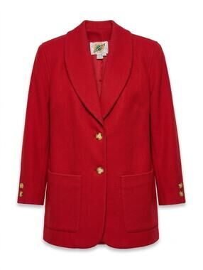VTG Field Gear Wool Blend Red Coat Blazer Jacket Shawl Collar Women's Size XS